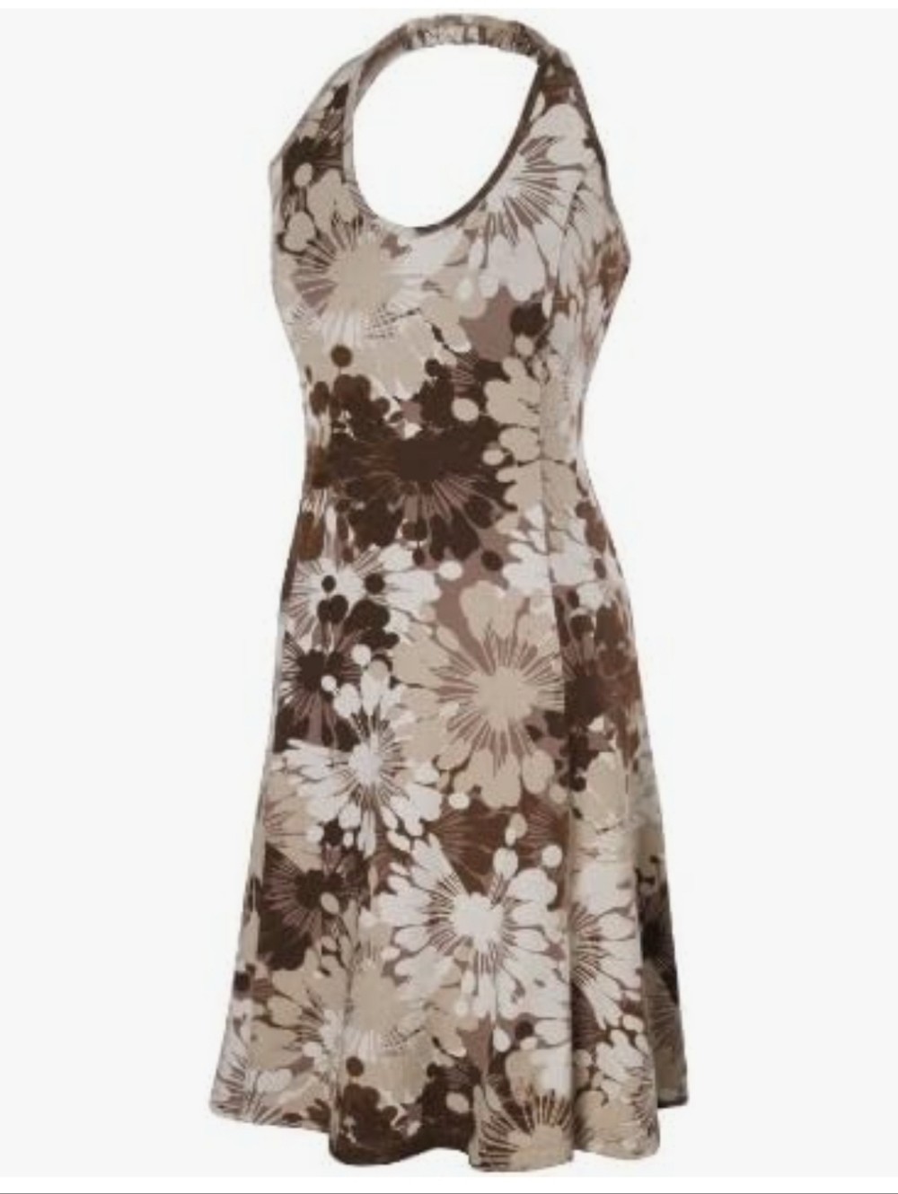 Isis Gemma Halter Brown and Cream Floral Midi Tank Dress Size M